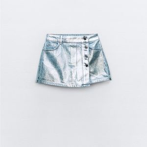 Zara Denim Metallic Skort - Size Small - NWT and Never Worn